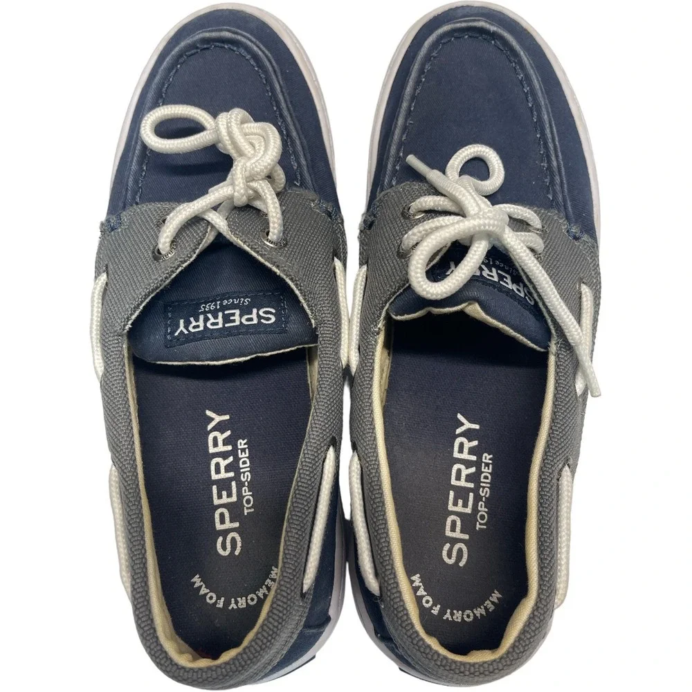Sperry Top Sider Mens 8M Loafer Boat‎ Style Blue Gray Lace Up Shoe